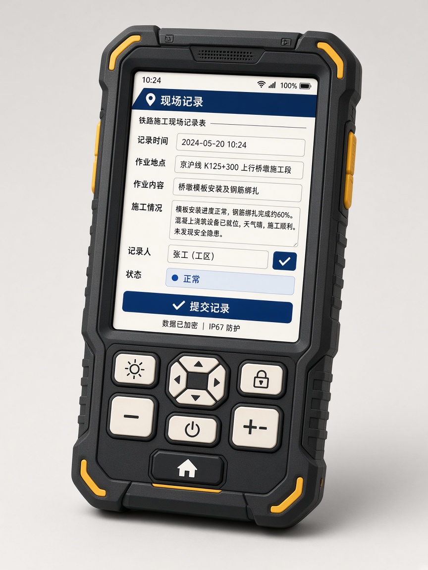 云轨列车维保系统三防手持终端界面示意