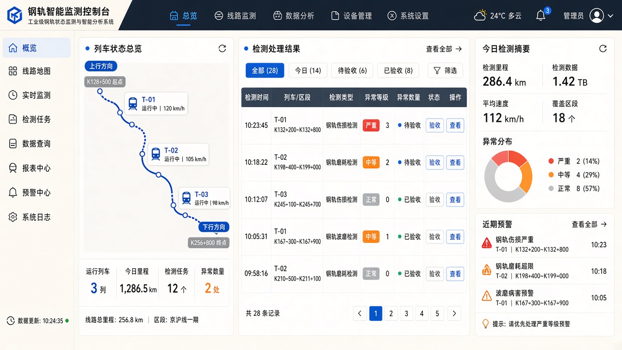 云轨列车维保系统 PC 端界面示意